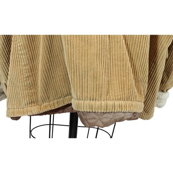 Vintage Y2K Wide Wale Corduroy Shearling Chore Jacket 1X Gloria Vanderbilt Tan - Picture 8 of 8
